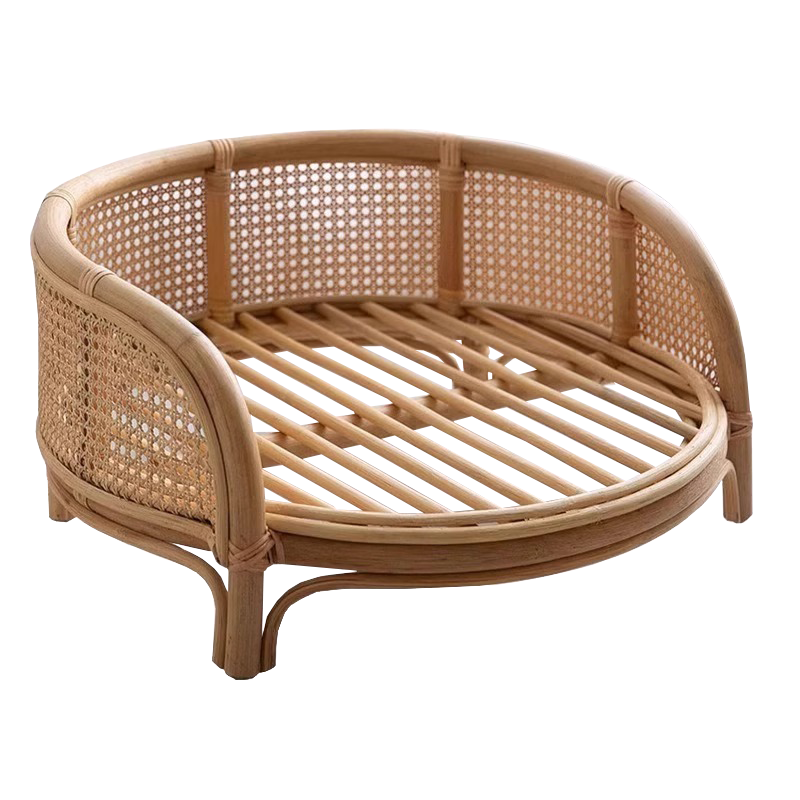 Cuccia per Cani e Gatti in Rattan Naturale Intrecciato – Letto Elegante per Animali Piccoli.
